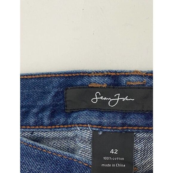 Sean John Jeans Blue Leather Patches 100% Cotton - Size 42 - Picture 5 of 10